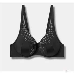 Torrid XO Plunge Push Up High Apex Diamante Straight Back Bra Size 46DDD NWT
